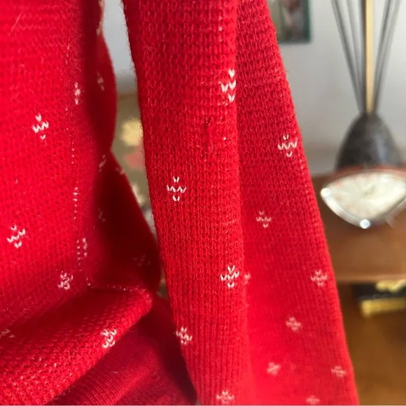 Vintage 1940s Sweater4 DeerNoveltyRedWoolS M40sSki